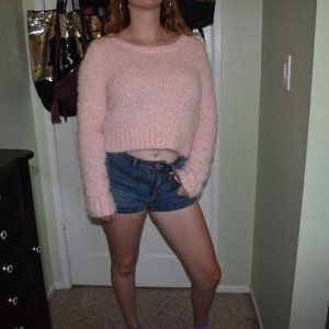 Pink Fluffy Crop Top